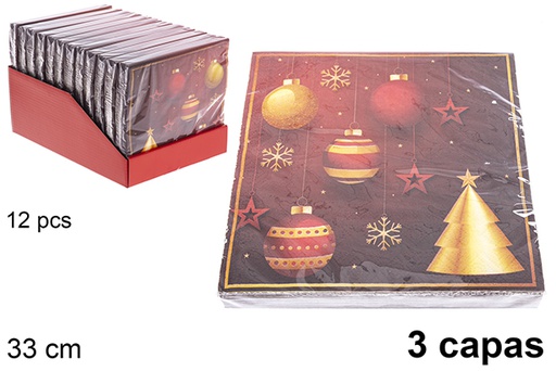 [121480] Pack 20 3-ply Christmas decorated napkins 33 cm