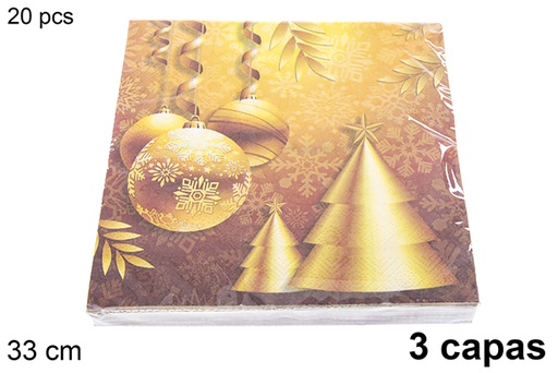 [121482] Pack 20 guardanapos decorados de Natal com 3 folhas de 33 cm