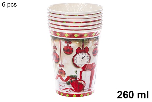 [121488] Pack 6 Christmas paper cups 260 ml