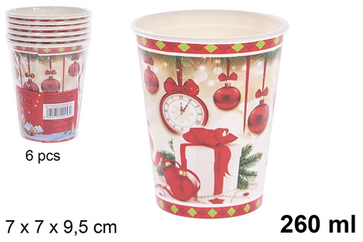 [121488] Pack 6 Christmas paper cups 260 ml