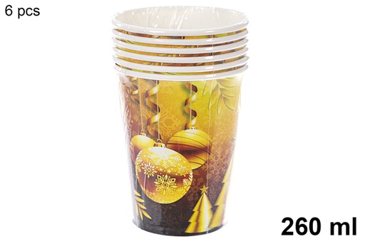 [121492] Pack 6 bicchieri di carta decorati natalizi 260 ml