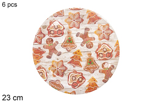 [121496] Pack 6 Christmas decorated paper plates 23 cm