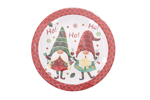 [121504] Pack 6 Christmas decorated paper plates 18 cm  