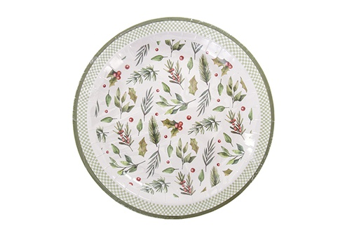 [121505] Pack 6 Christmas decorated paper plates 18 cm  