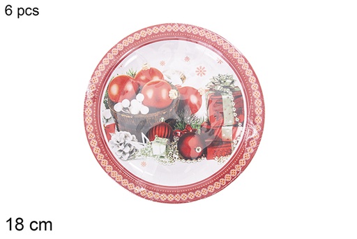 [121509] Pack 6 assiettes en papeir décorées de Nöel 18 cm  