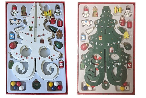 [121519] Wooden Christmas tree decorated assorted color 19 cm