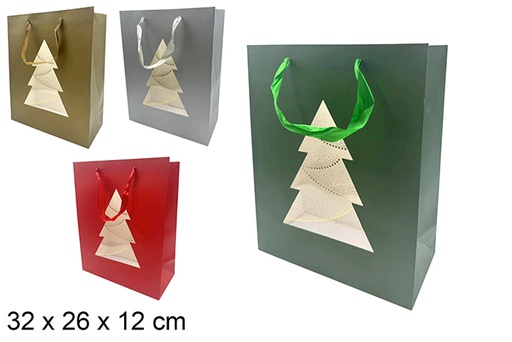 [121526] Sacolinha colorida decorada com árvore de Natal 32x26 cm