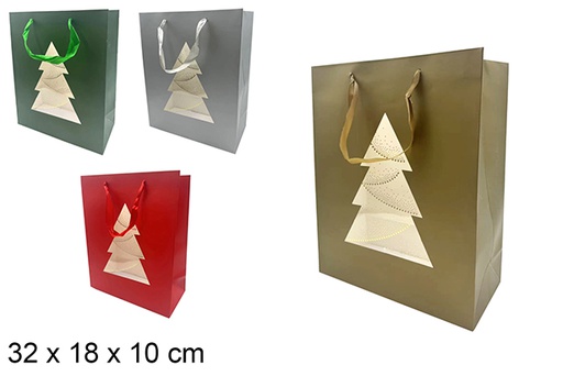 [121527] Bolsa de regalo color decorada árbol Navidad 32x18 cm
