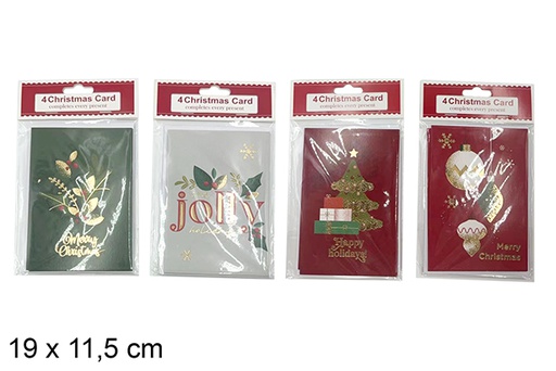 [121530] Pack 4 assorted Christmas postcards 19x11,5 cm