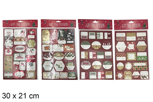 [121535] Pack 3 Christmas gift stickers assorted 30x21 cm