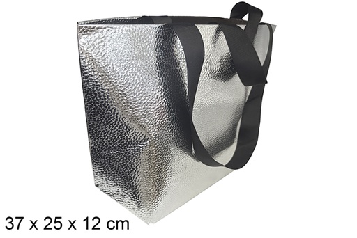 [121570] Silver Christmas gift bag 37x25 cm 