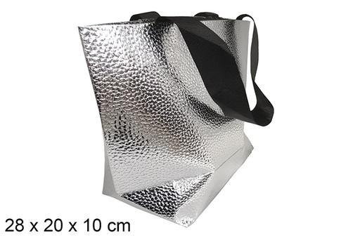 [121574] Silver Christmas gift bag 28x20 cm