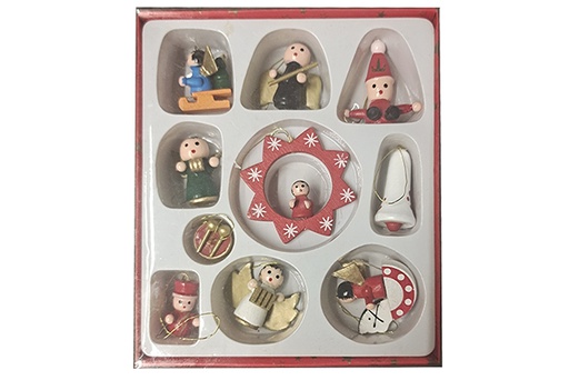 [121588] Pack 10 figuras de Navidad madera decorado surtido 15 cm