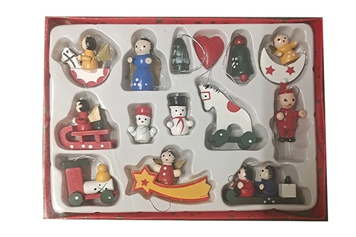 [121589] Pack 14 figuras de Navidad madera decorado surtido 14 cm