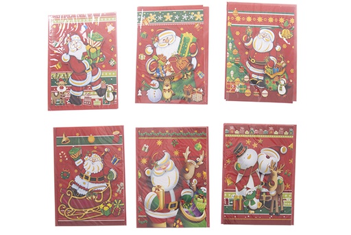 [121593] Postal Navidad decorada Papa Noel 17x12 cm