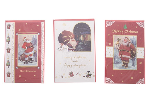 [121598] Postal Navidad decorada Papa Noel 19x12 cm