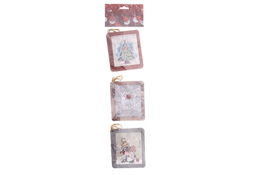 [121613] Pack 9 cartes postales de Noël décorées de sapin de Noël 8,2x7,1 cm