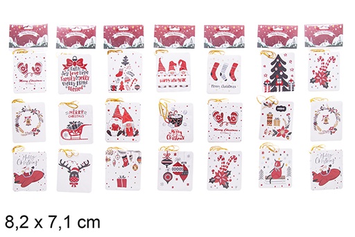 [121616] Pack 9 cartes postales de Noël décorées de lutin 8,2x7,1 cm