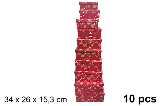 [121626] Pack 10 caixas de papelão decoradas de Natal 34x26 cm