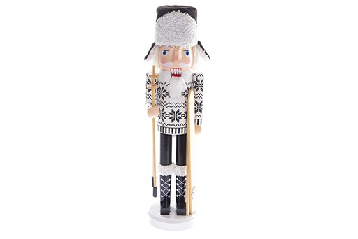 [121633] Black and white wooden nutcracker Christmas 38 cm