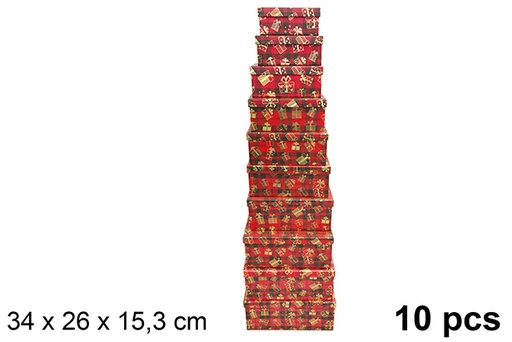 [121639] Pack 10 boîtes en carton de Noël décorées 34x26 cm