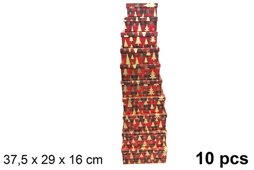 [121643] Pack 10 boîtes en carton de Noël décorées 37,5x29 cm