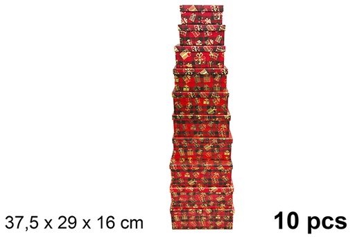 [121646] Pack 10 boîtes en carton de Noël décorées 37,5x29 cm