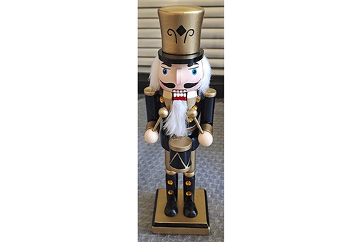 [121649] Black wooden nutcracker with mallets 25 cm