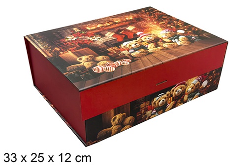 [121650] Caja cartón Navidad decorada Papa Noel 33x25 cm