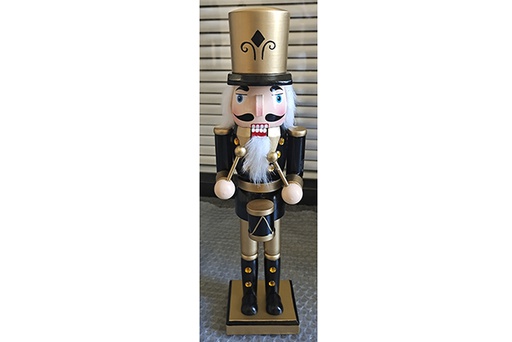 [121651] Black wooden nutcracker with mallets 35 cm