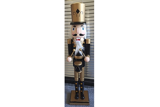 [121652] Black wooden nutcracker with mallets 55 cm