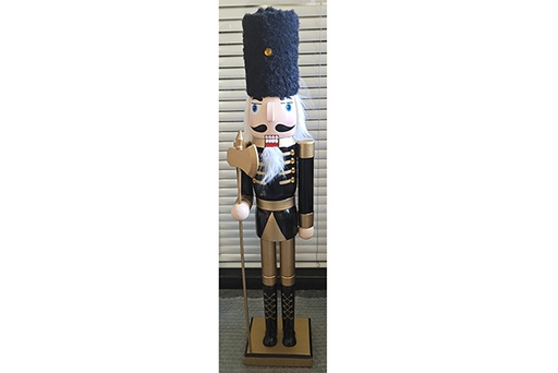 [121658] Black wooden nutcracker with stick 55 cm