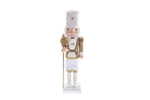 [121667] Red wooden nutcracker with axe 38 cm