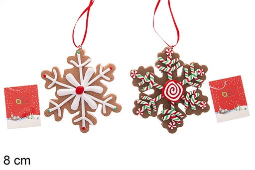 [121675] Colgante copos de nieve surtido 8 cm