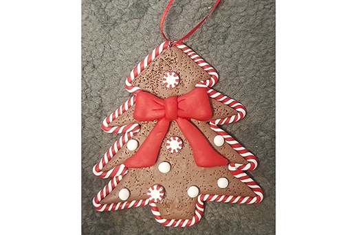 [121715] Christmas tree pendant with bow 8 cm