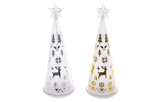 [121773] Matte cone Christmas lamp decorated assorted with LED light