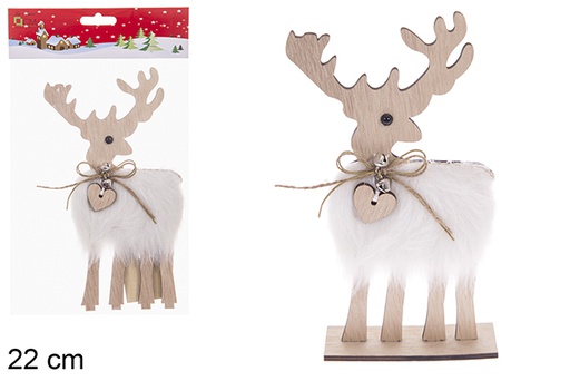 [121778] Figura in legno di renna di Natale assortita 22 cm