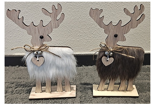 [121778] Wooden Christmas reindeer figure assorted 22 cm