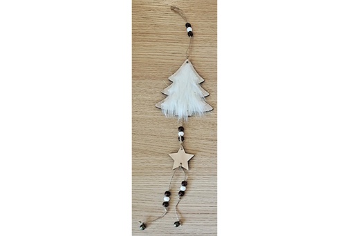 [121782] Ciondolo in legno stella/albero di Natale 38 cm