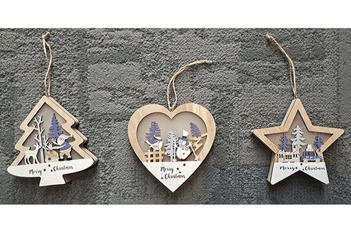 [121788] Pendentif en bois de Noël assorti 14 cm