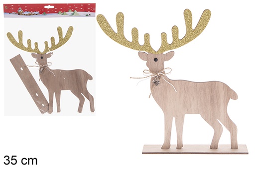 [121793] Figurine en bois de renne de Noël 35 cm