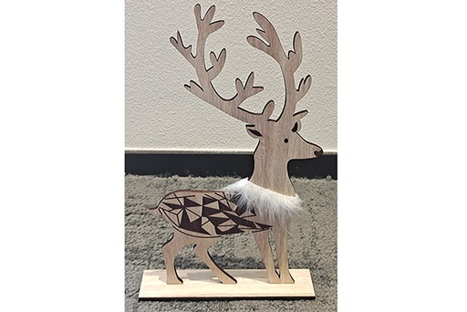 [121796] Wooden Christmas reindeer figure 28 cm