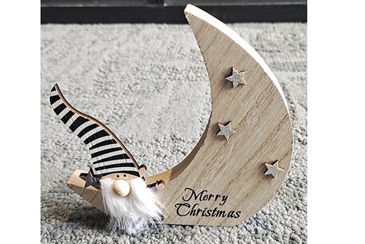 [121797] Wooden Christmas moon figure 15 cm