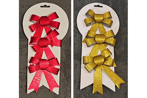 [121836] Pack 3 assorted Christmas bows 9x11 cm