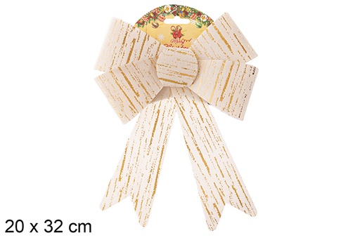 [121865] Laço de Natal branco e dourado 20x32 cm