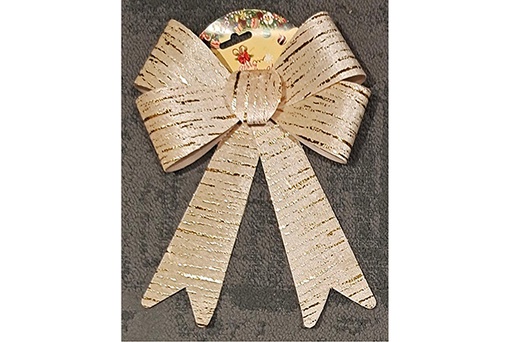 [121865] White and gold Christmas bow 20x32 cm