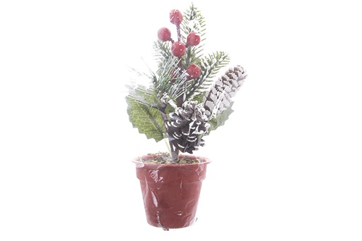 [121929] Green pvc tree with linen base 22cm