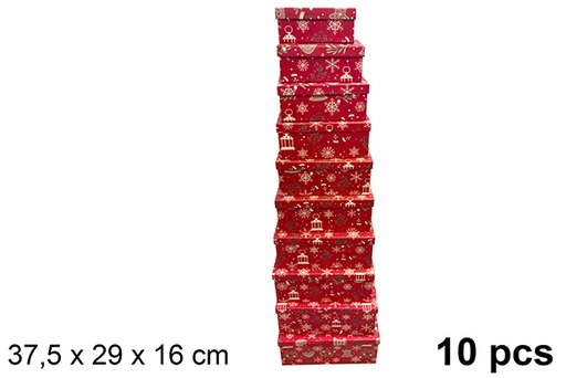 [122003] Pack 10 boîtes en carton de Noël décorées 37,5x29 cm