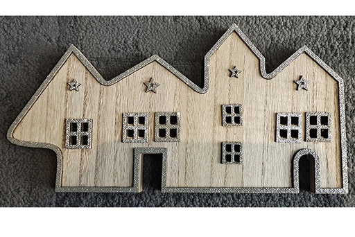 [122016] Figura de madeira casas de Natal 16x30 cm