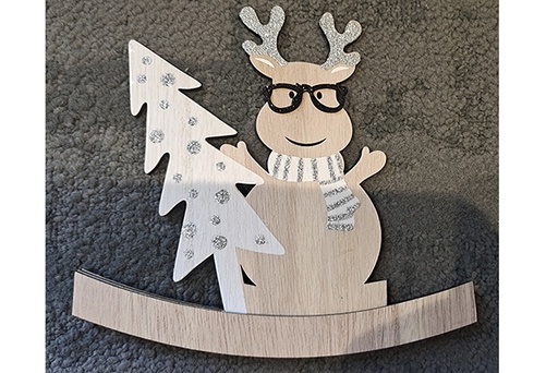 [122017] Wooden Christmas reindeer figure 16x18 cm